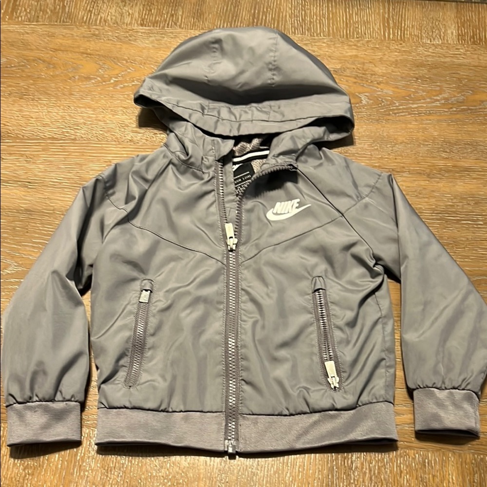 Nike Gray Hooded Raincoat with Elasticated Cuffs